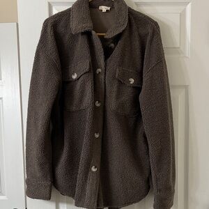 Hem & Thread Taupe Sherpa Jacket